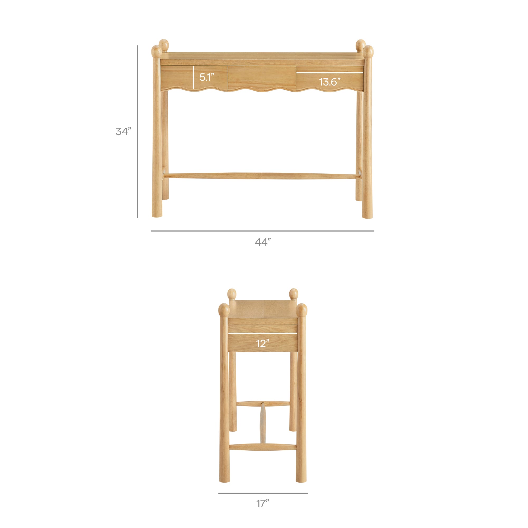 Darcy 44 Inch Wood Console Table - Oak