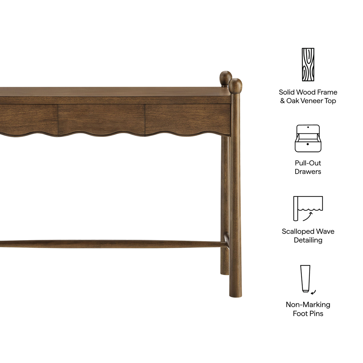 Darcy 44 Inch Wood Console Table - Walnut