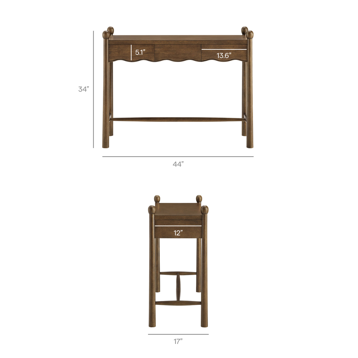Darcy 44 Inch Wood Console Table - Walnut
