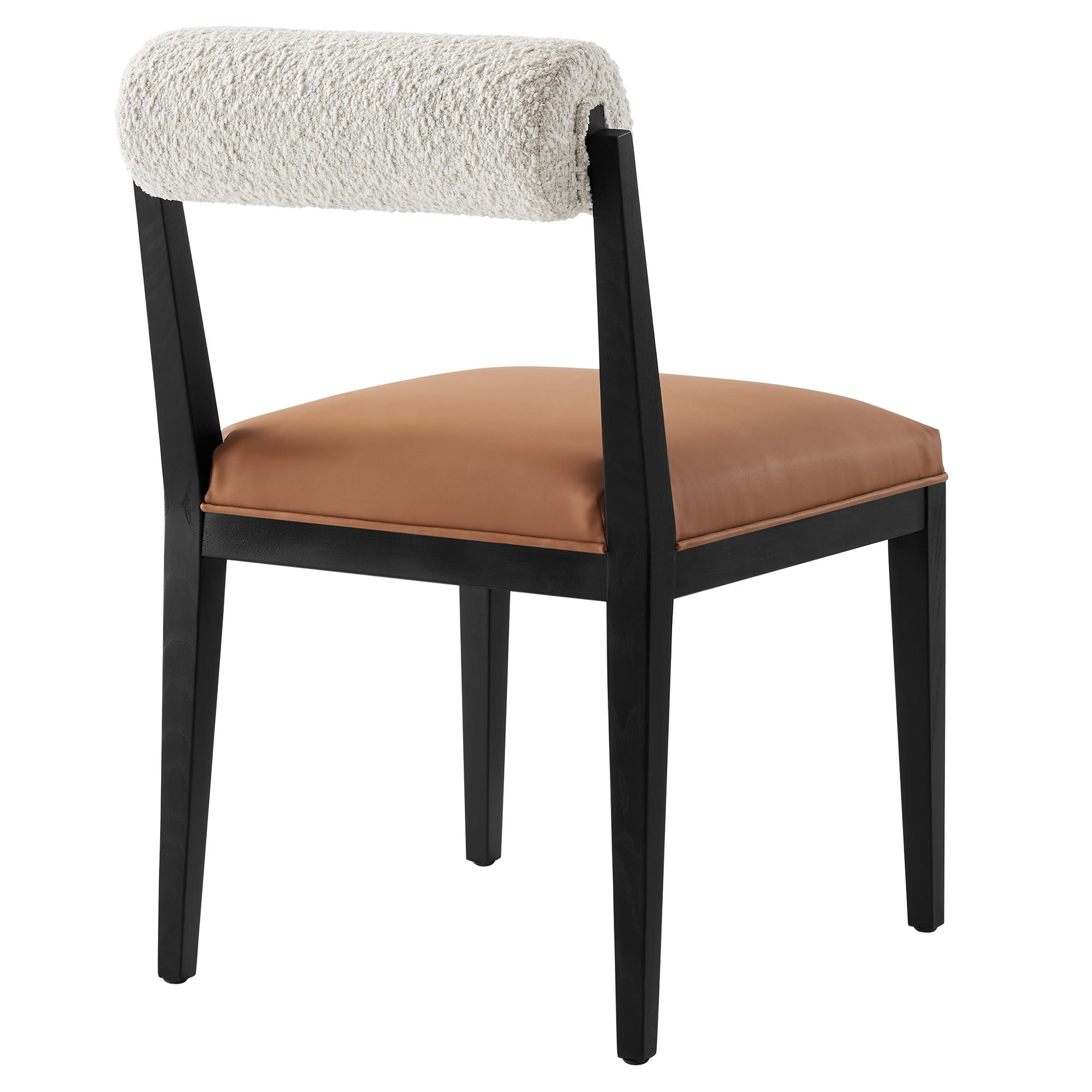 Kai Boucle and Vegan Leather Dining Chair Set of 2 - Pearl Tan Black