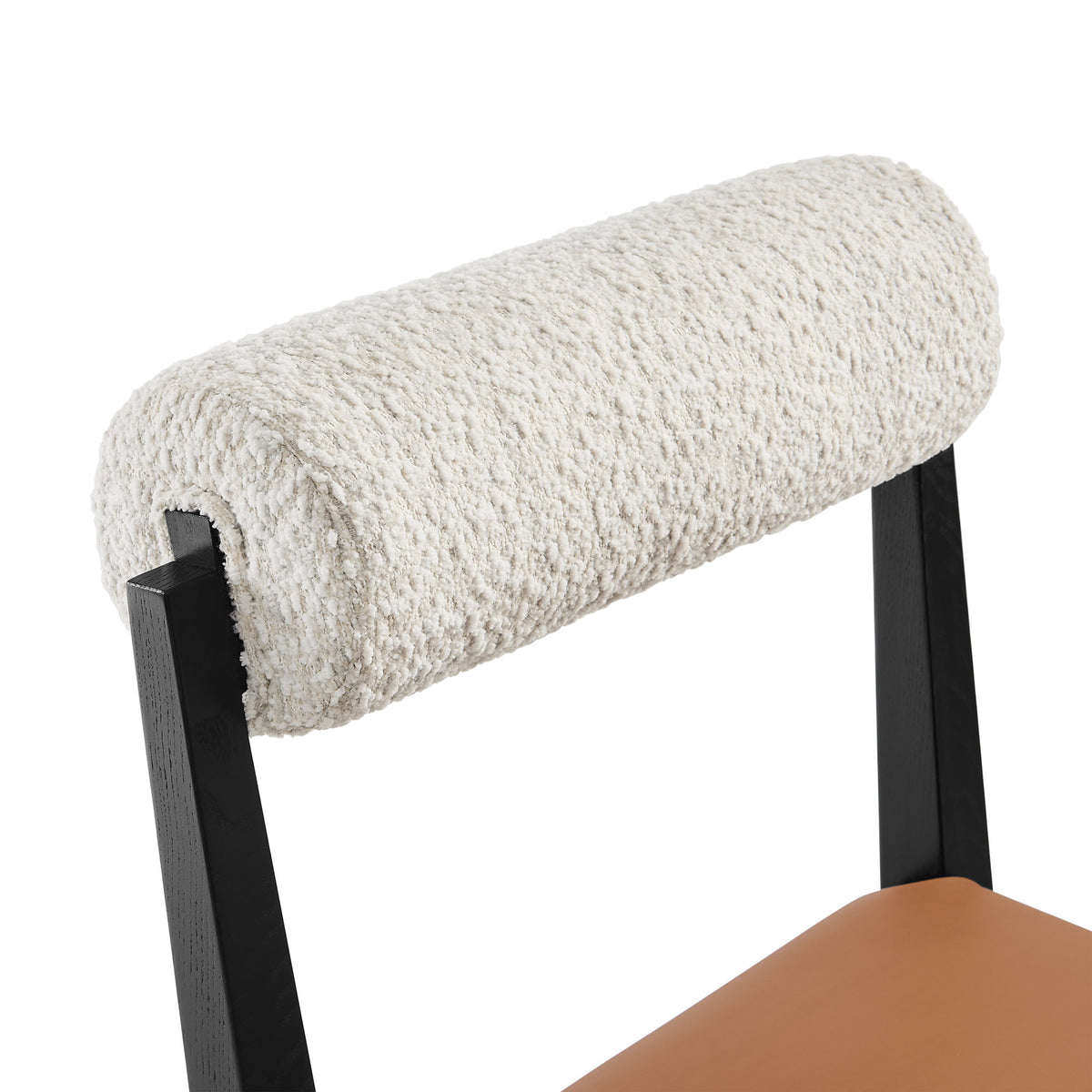Kai Boucle and Vegan Leather Dining Chair Set of 2 - Pearl Tan Black