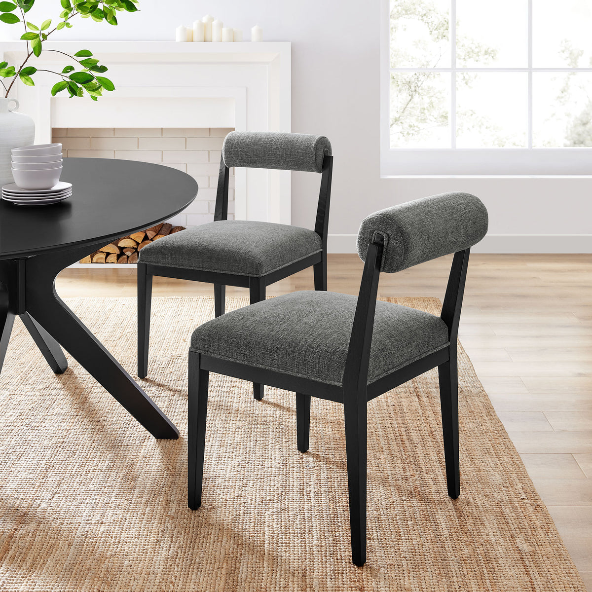 Kai Fabric Dining Chair Set of 2 - Charcoal