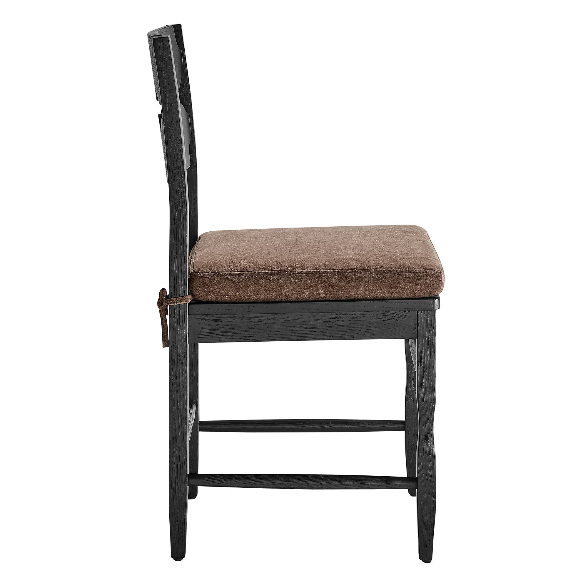Jax Oak Wood Dining Chair With Wavy Razor Back and Cushion Set of 2 - Black Cocoa