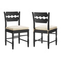 Jax Oak Wood Dining Chair With Wavy Razor Back and Cushion Set of 2 - Black Linen
