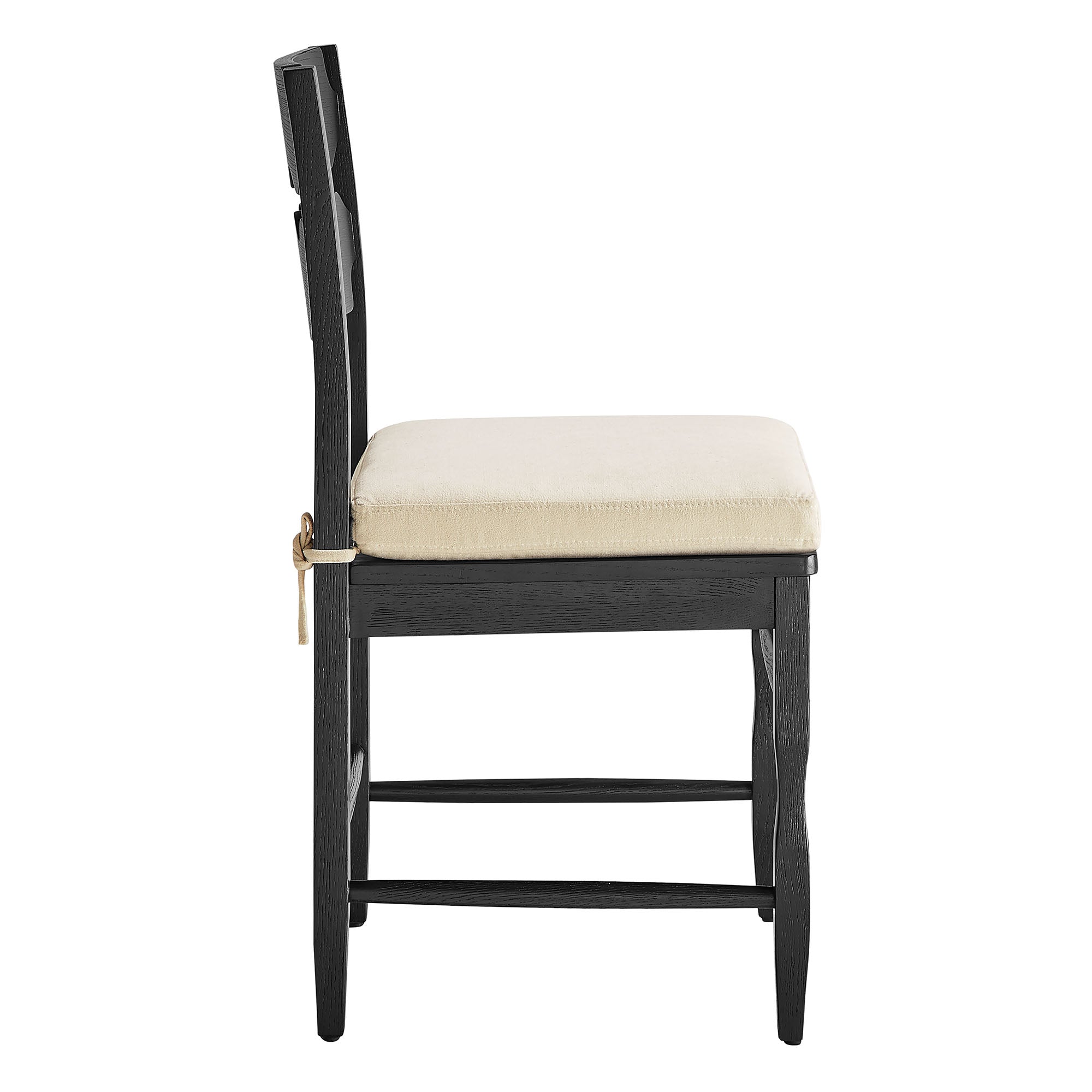 Jax Oak Wood Dining Chair With Wavy Razor Back and Cushion Set of 2 - Black Linen