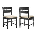 Jax Oak Wood Dining Chair With Wavy Razor Back and Cushion Set of 2 - Black Oatmeal Stripe