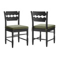 Jax Oak Wood Dining Chair With Wavy Razor Back and Cushion Set of 2 - Black Sage