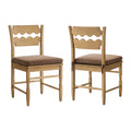Jax Oak Wood Dining Chair With Wavy Razor Back and Cushion Set of 2 - Weathered Oak Cocoa