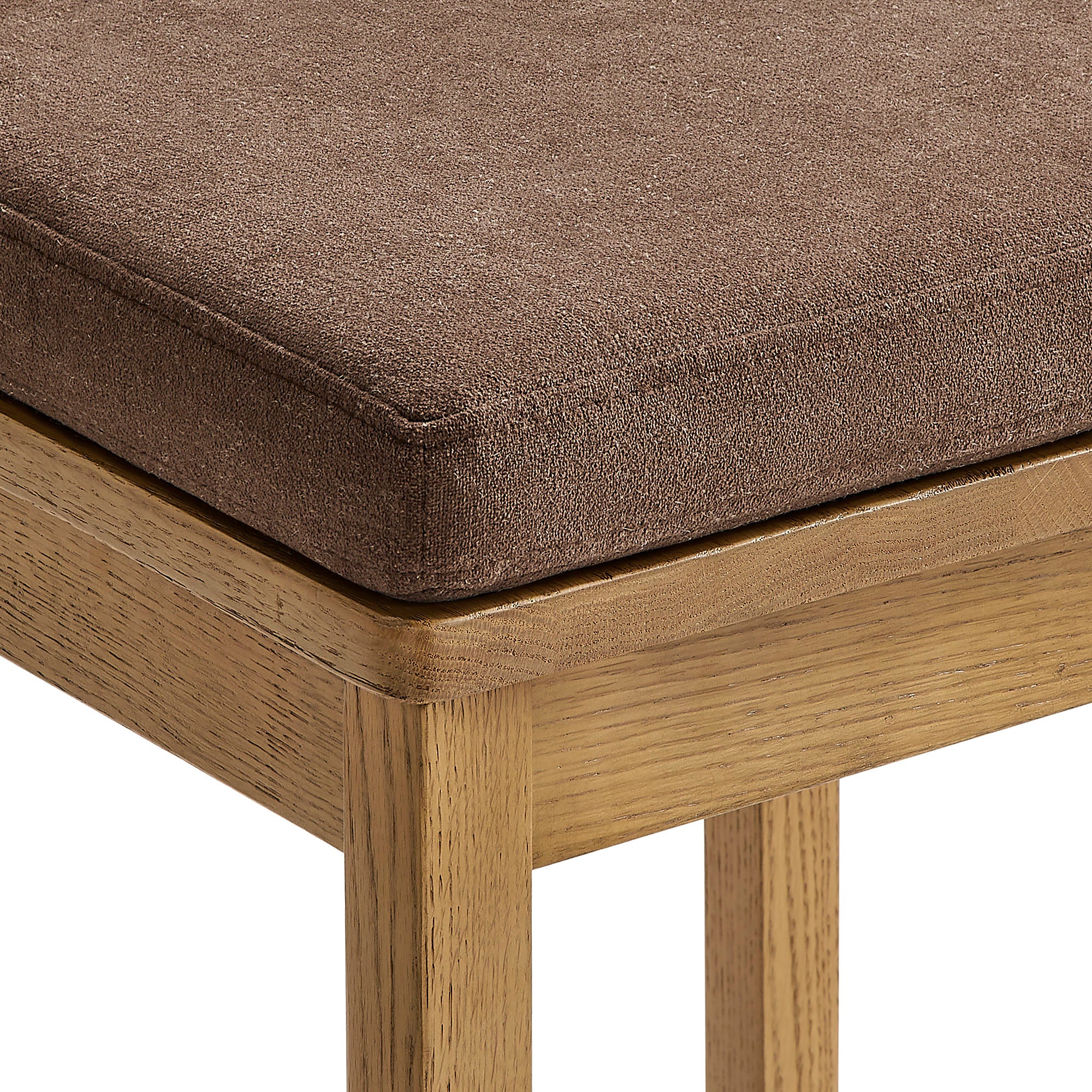 Jax Oak Wood Dining Chair With Wavy Razor Back and Cushion Set of 2 - Weathered Oak Cocoa