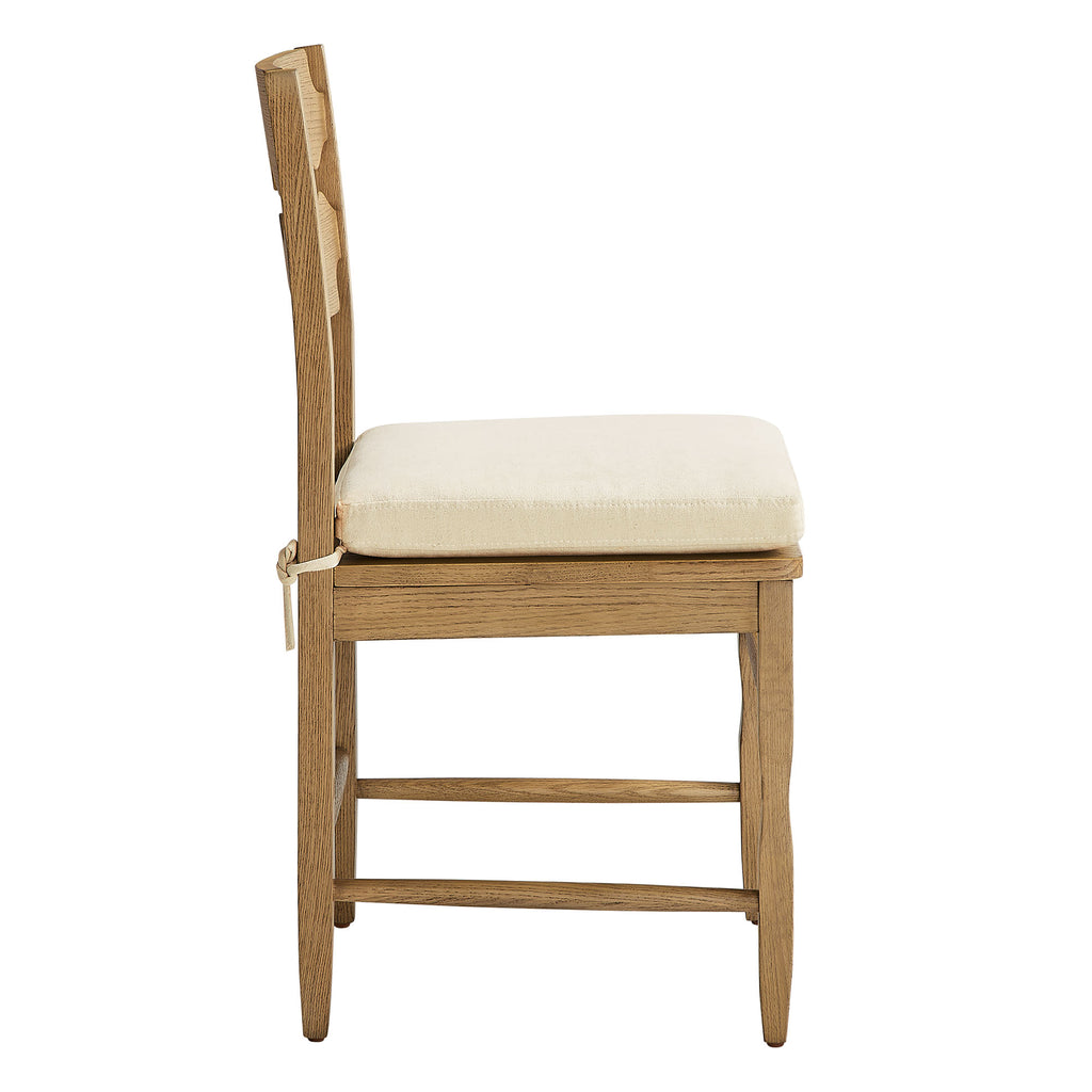 Jax Oak Wood Dining Chair With Wavy Razor Back and Cushion Set of 2 - Weathered Oak Linen