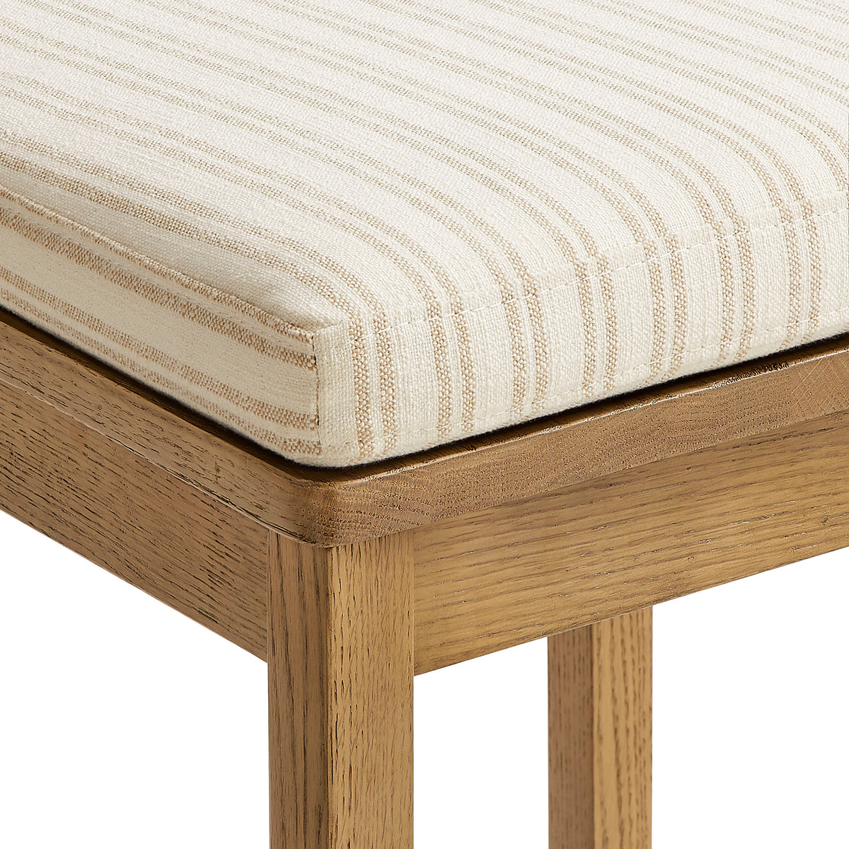 Jax Oak Wood Dining Chair With Wavy Razor Back and Cushion Set of 2 - Weathered Oak Oatmeal Stripe