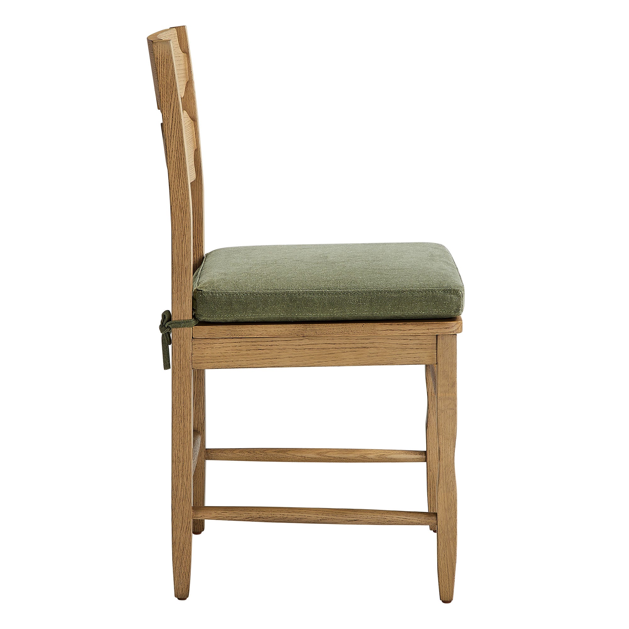 Jax Oak Wood Dining Chair With Wavy Razor Back and Cushion Set of 2 - Weathered Oak Sage