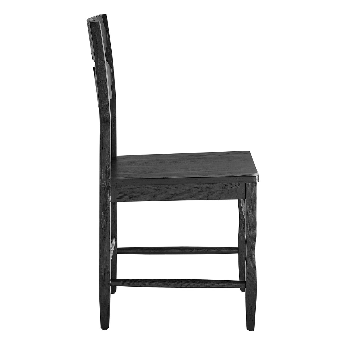 Jax Oak Wood Dining Chair With Wavy Razor Back Set of 2 - Black