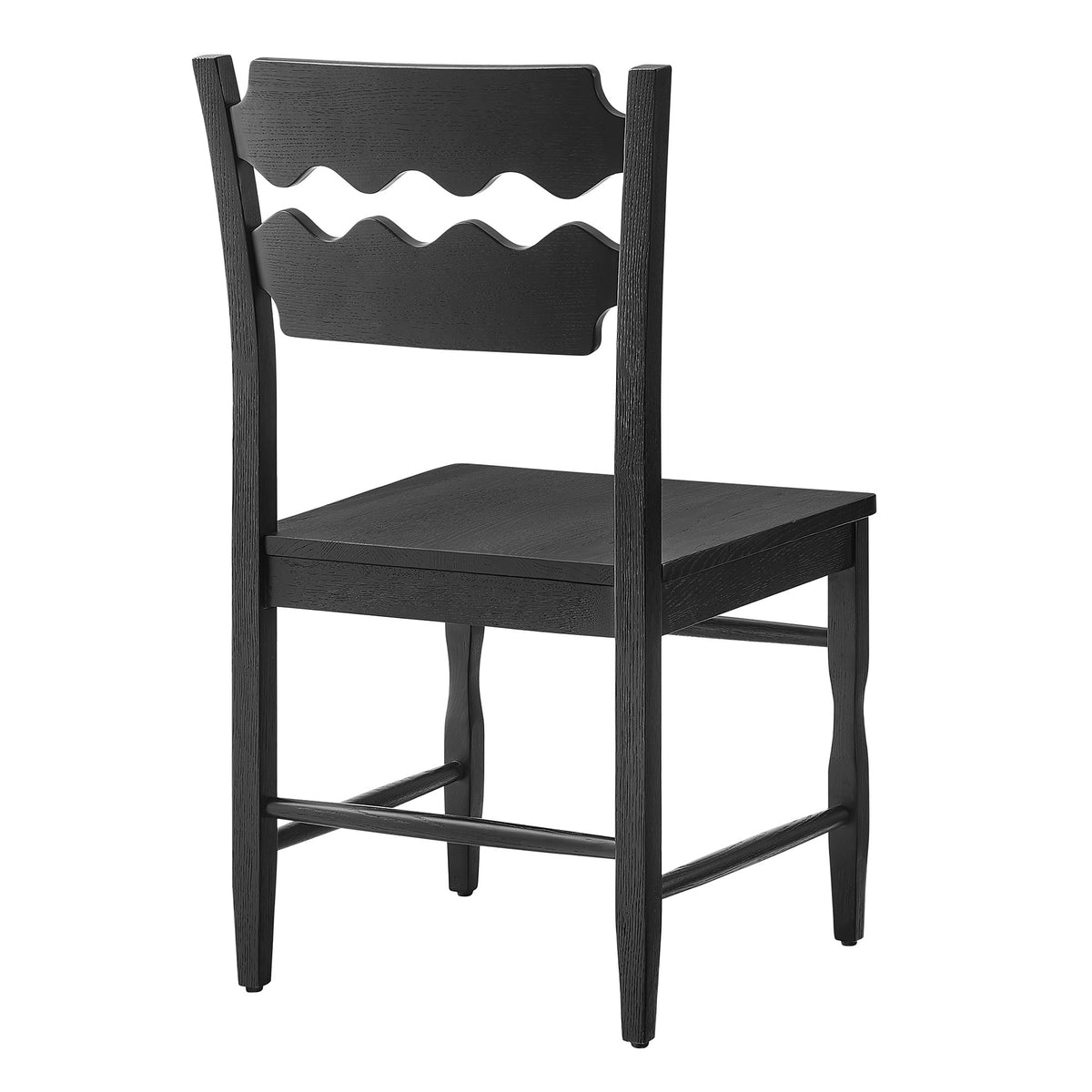 Jax Oak Wood Dining Chair With Wavy Razor Back Set of 2 - Black