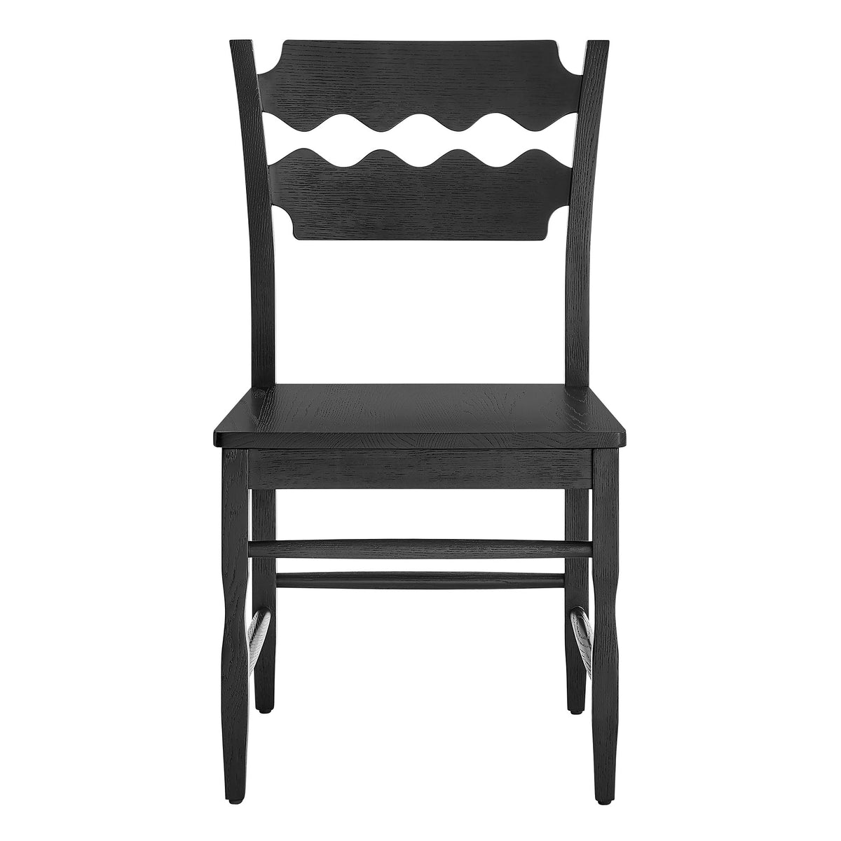 Jax Oak Wood Dining Chair With Wavy Razor Back Set of 2 - Black