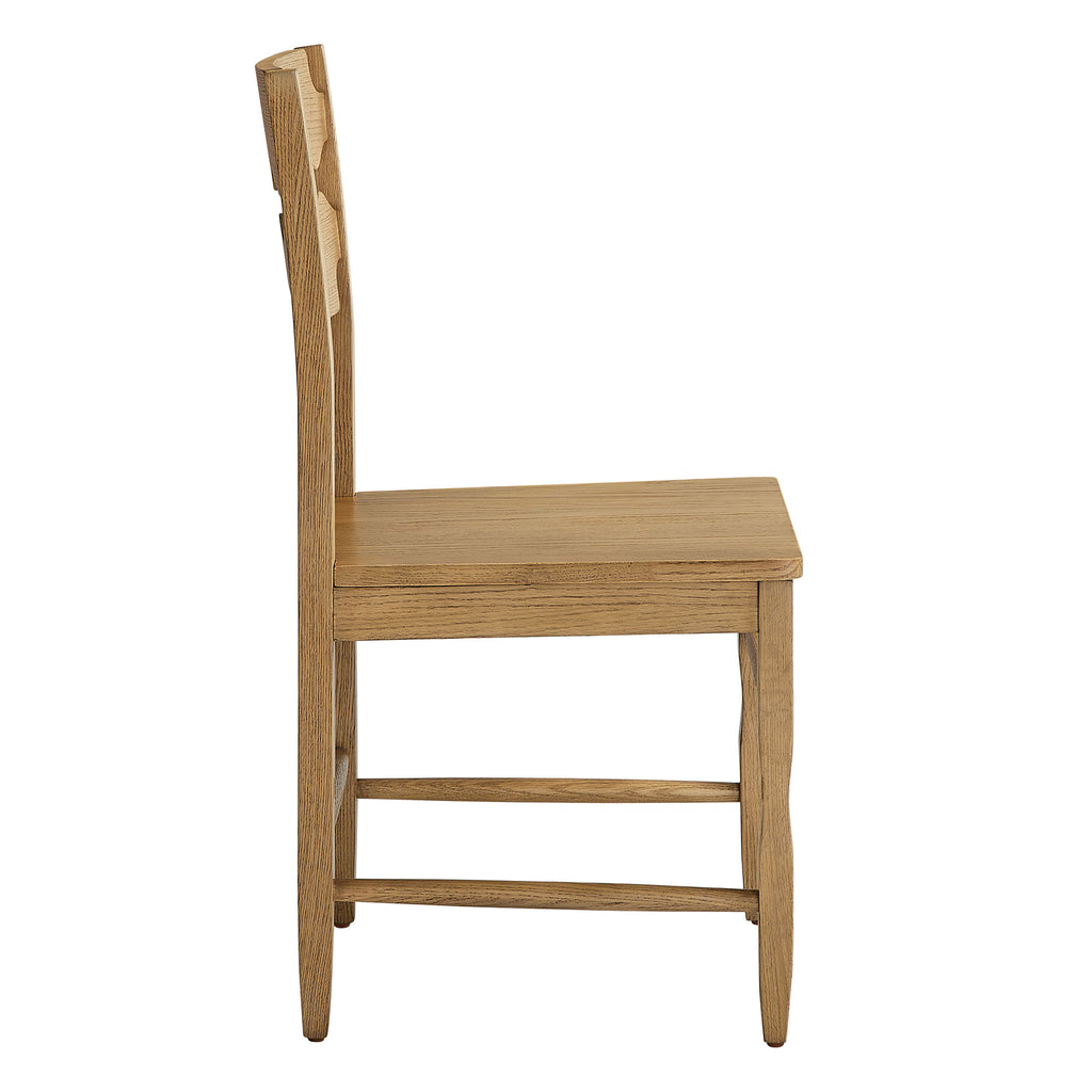 Jax Oak Wood Dining Chair With Wavy Razor Back Set of 2 - Weathered Oak