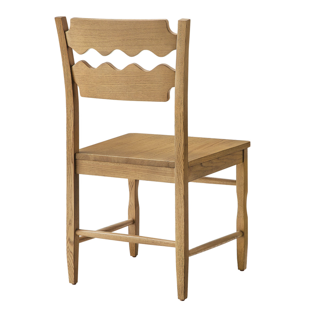 Jax Oak Wood Dining Chair With Wavy Razor Back Set of 2 - Weathered Oak