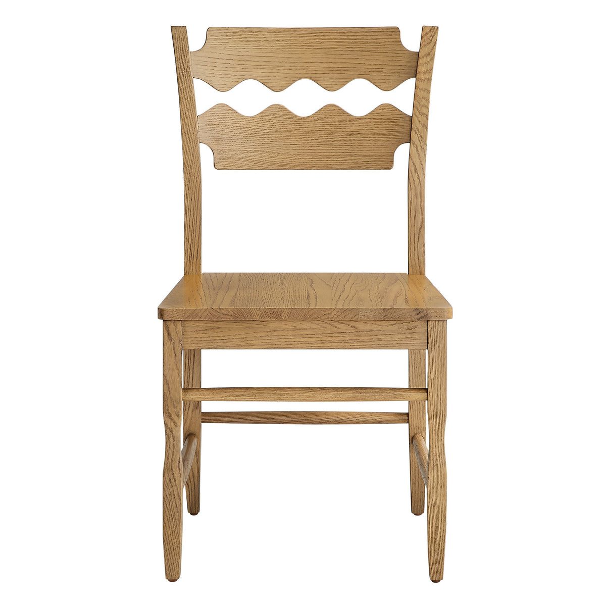 Jax Oak Wood Dining Chair With Wavy Razor Back Set of 2 - Weathered Oak