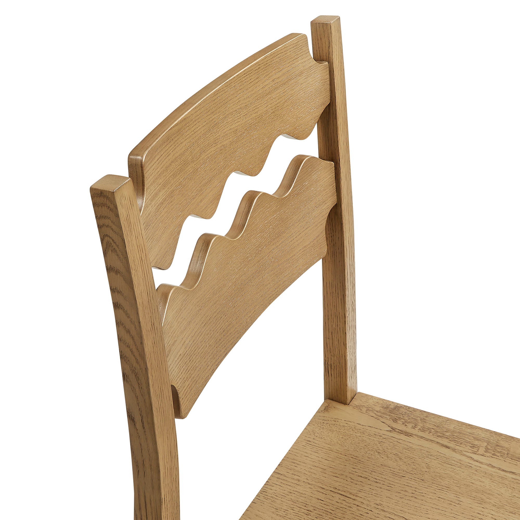 Jax Oak Wood Dining Chair With Wavy Razor Back Set of 2 - Weathered Oak