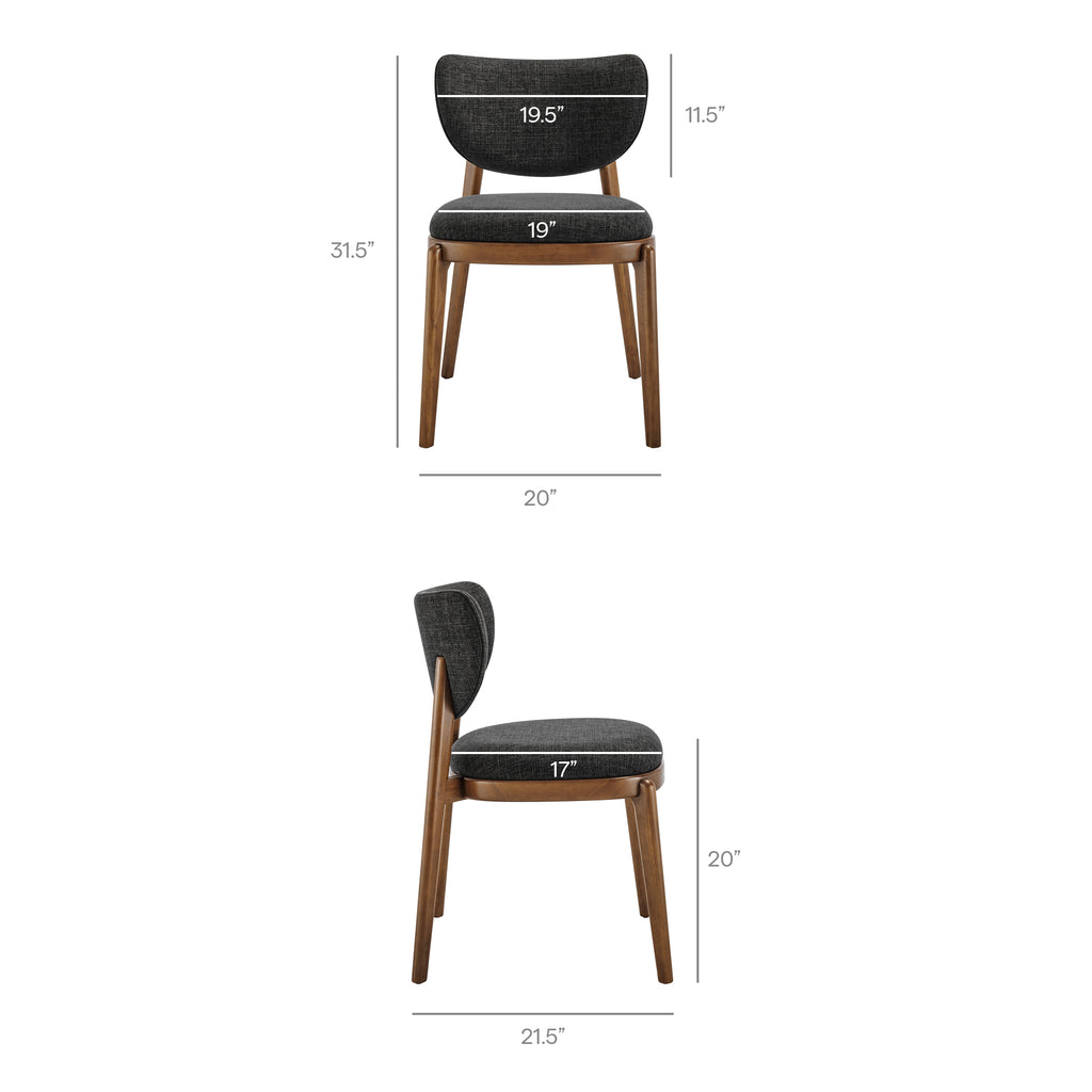 Fenwick Fabric Dining Chairs Set of 2 - Ebony