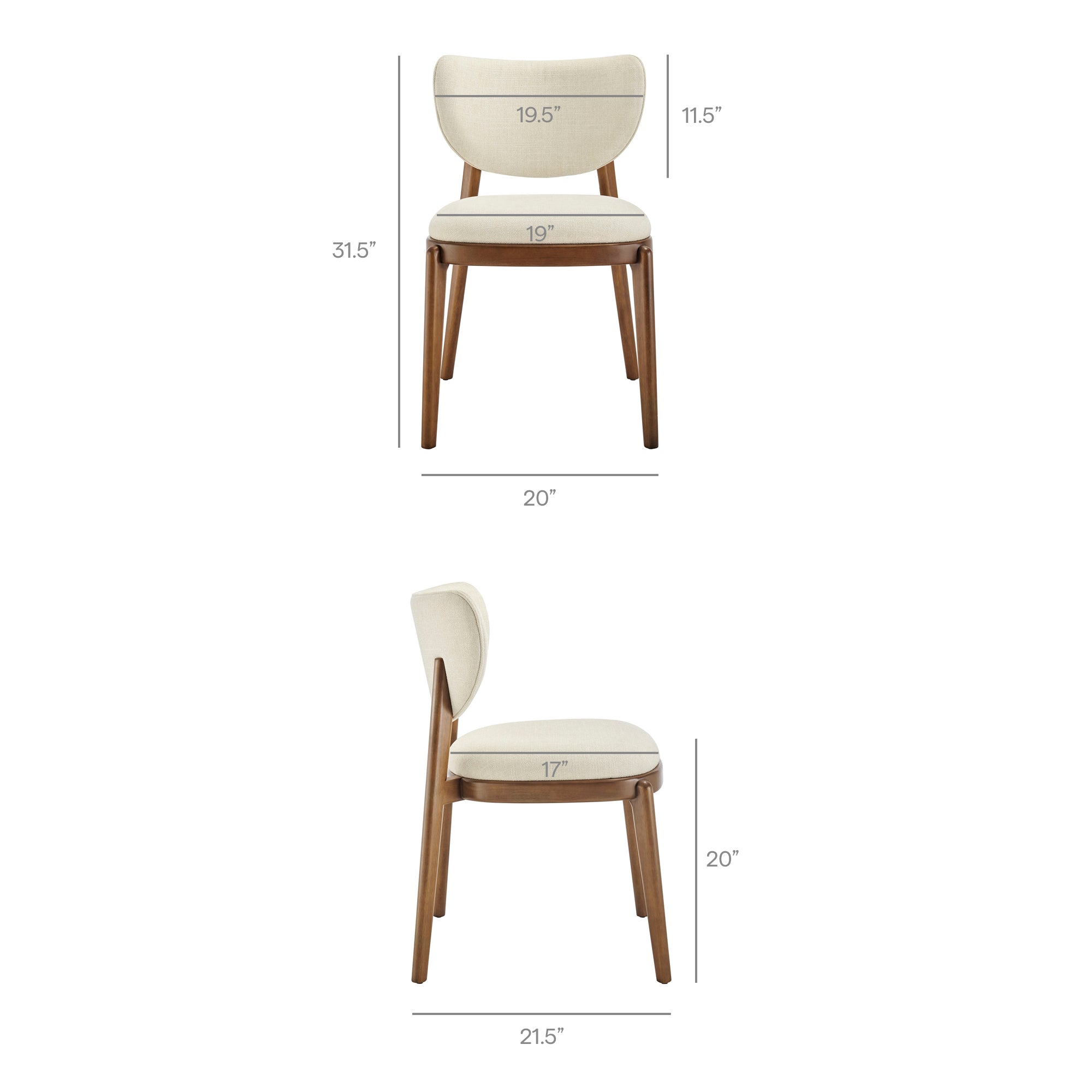 Fenwick Fabric Dining Chairs Set of 2 - Ecru