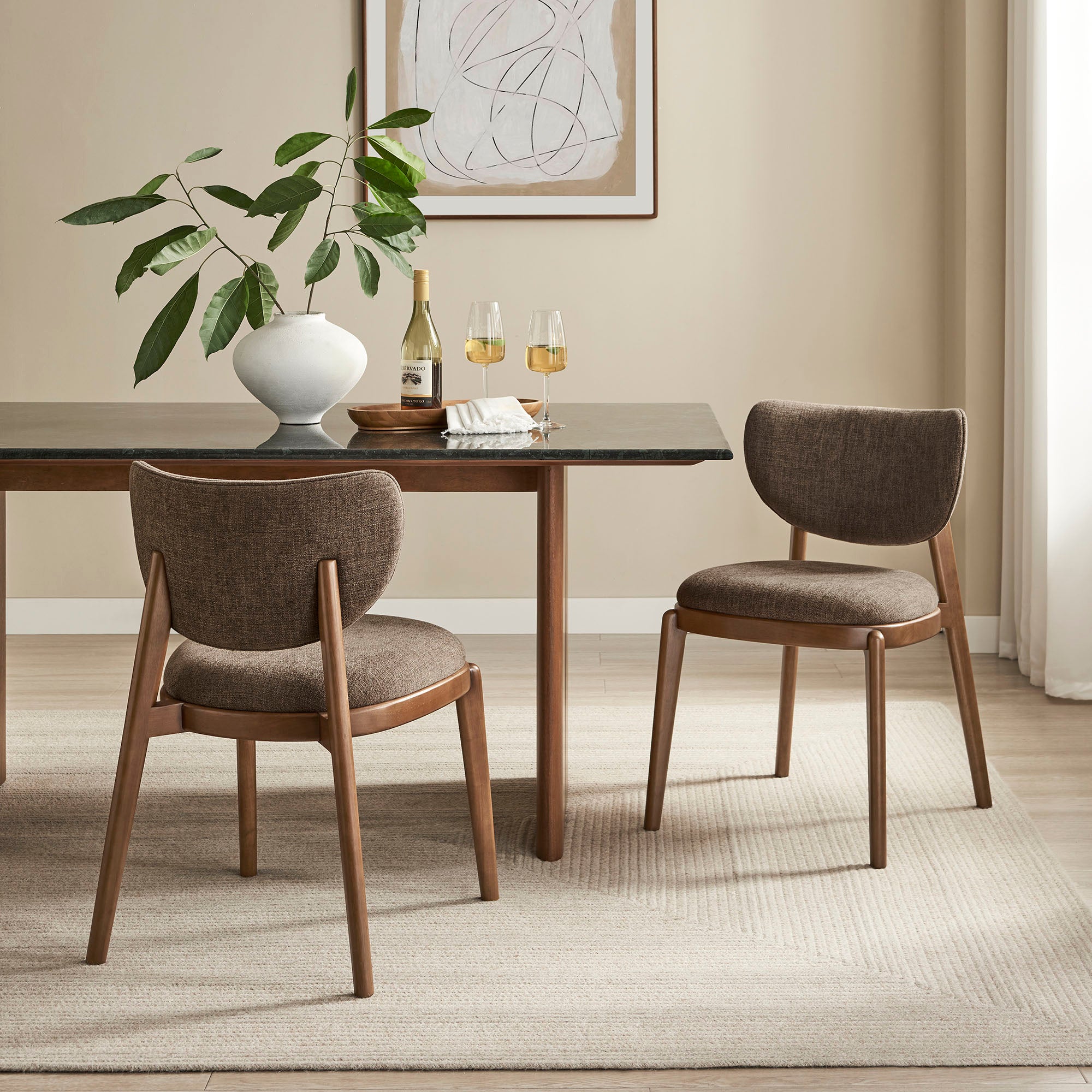 Fenwick Fabric Dining Chairs Set of 2 - Mocha