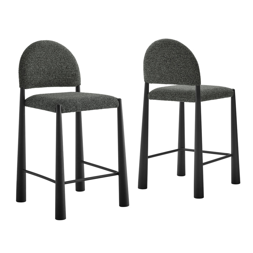 Hayley Upholstered Fabric Counter Stools Set of 2 - Black Anthracite