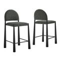 Hayley Upholstered Fabric Counter Stools Set of 2 - Black Anthracite