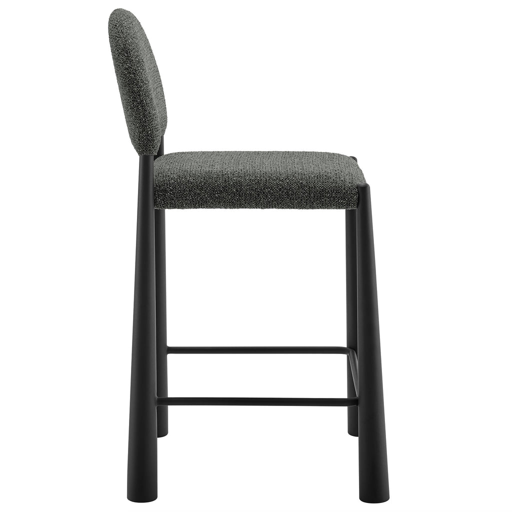 Hayley Upholstered Fabric Counter Stools Set of 2 - Black Anthracite