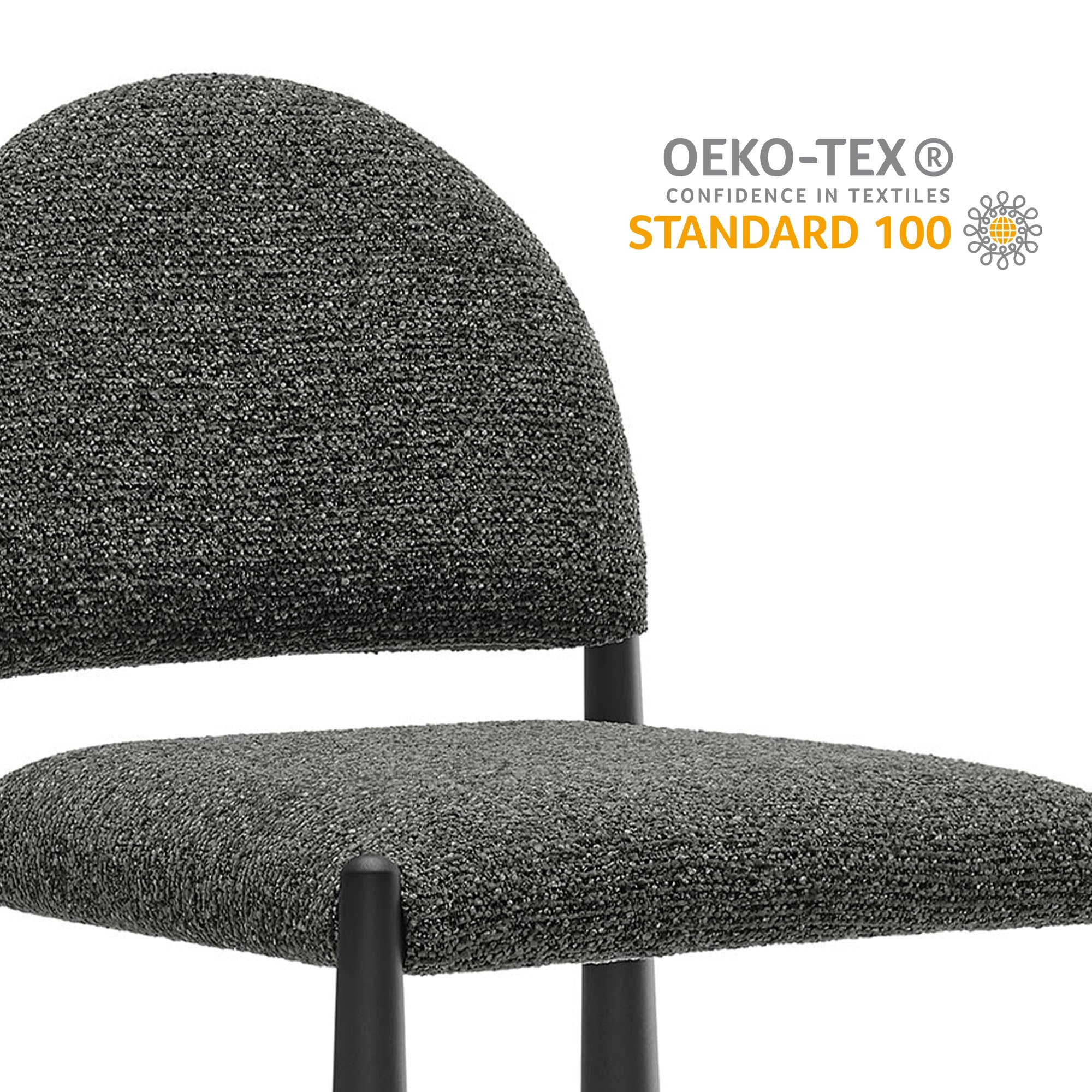 Hayley Upholstered Fabric Counter Stools Set of 2 - Black Anthracite