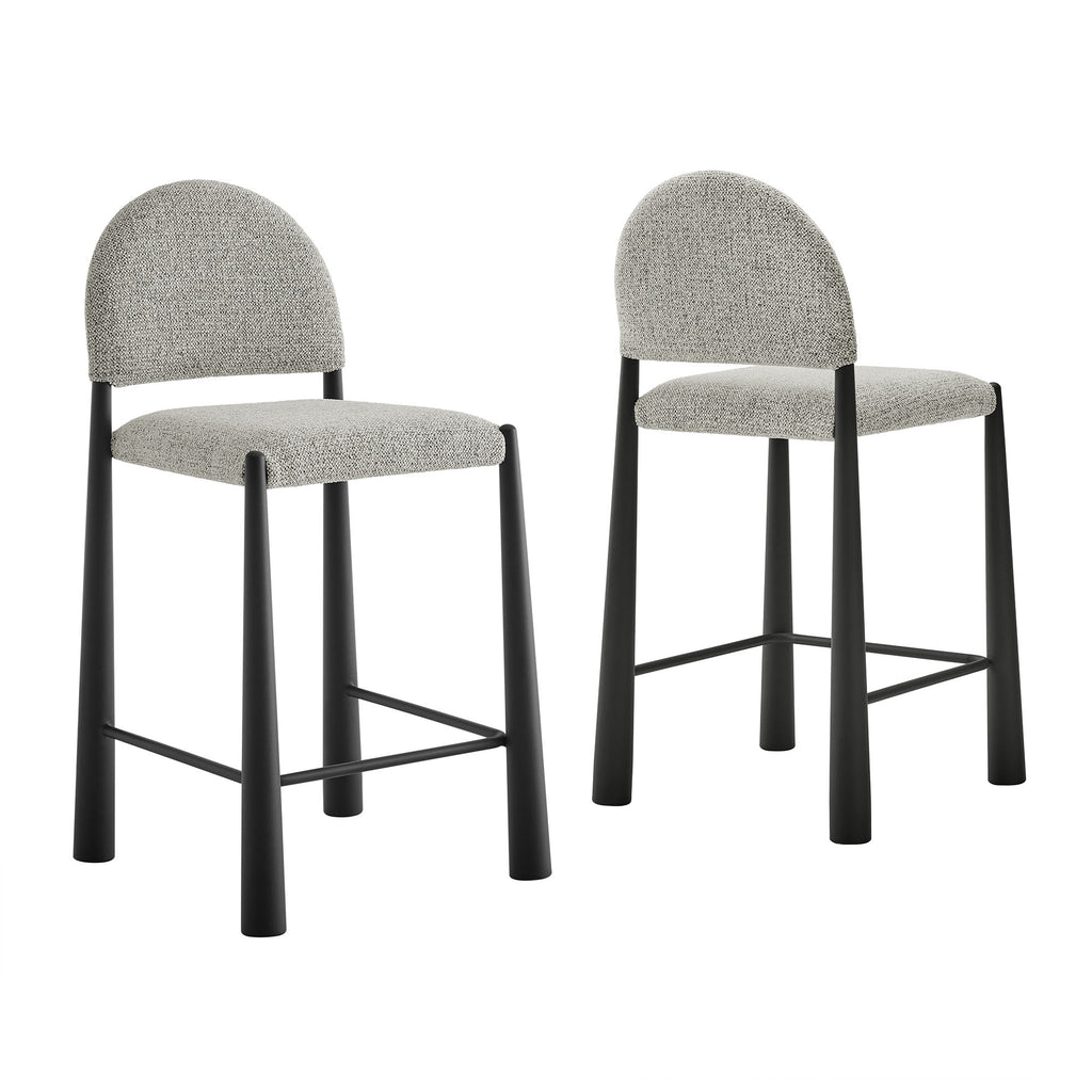 Hayley Upholstered Fabric Counter Stools Set of 2 - Black Camel
