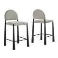Hayley Upholstered Fabric Counter Stools Set of 2 - Black Camel