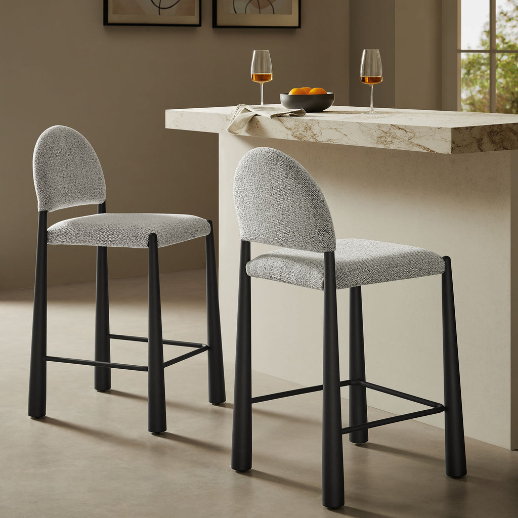 Hayley Upholstered Fabric Counter Stools Set of 2 - Black Camel