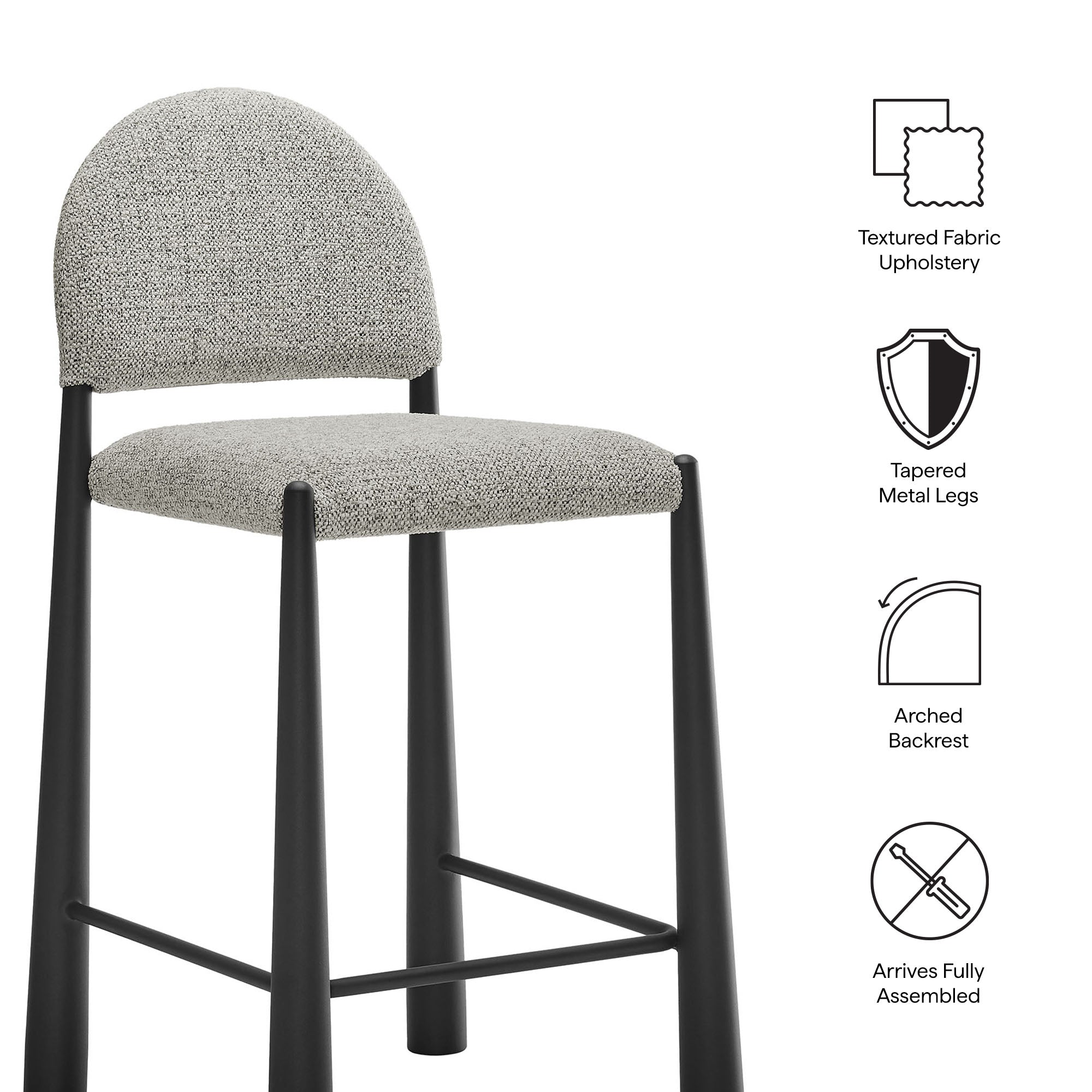 Hayley Upholstered Fabric Counter Stools Set of 2 - Black Camel