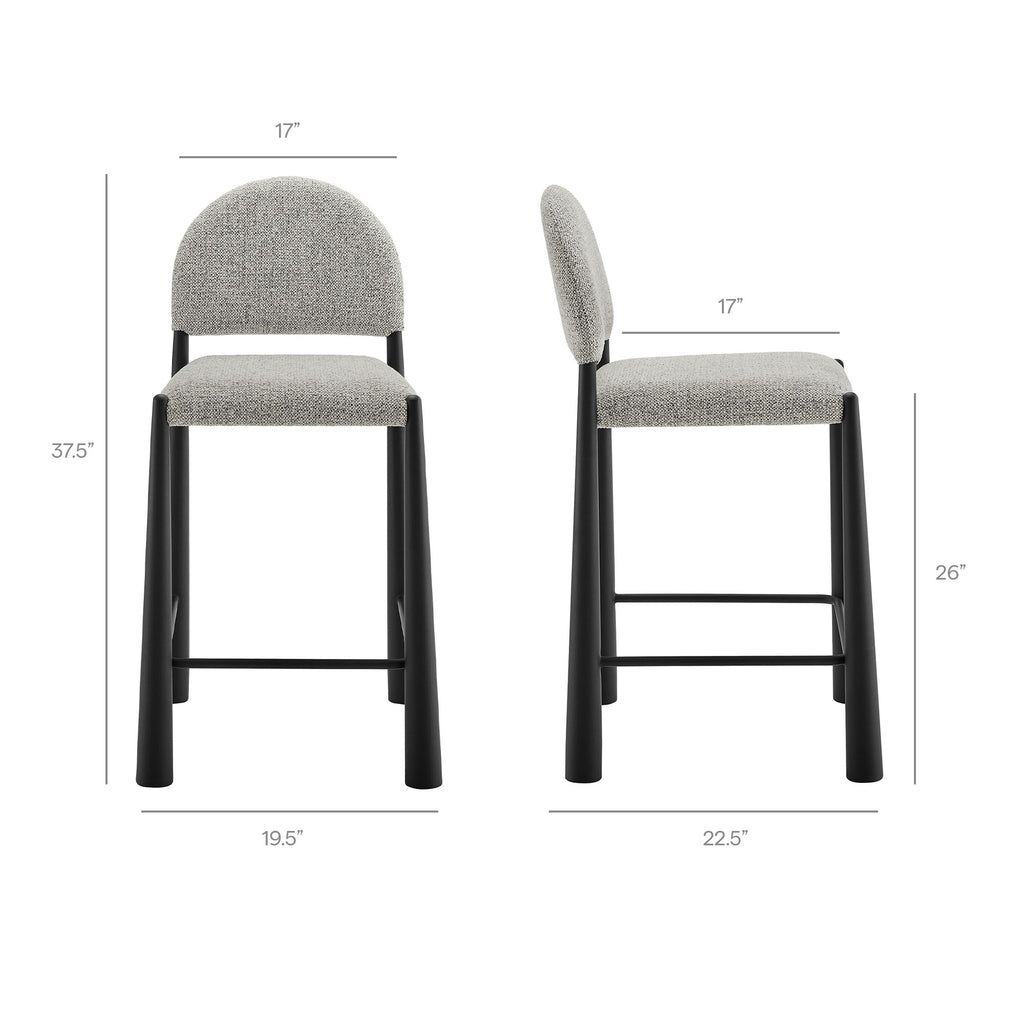 Hayley Upholstered Fabric Counter Stools Set of 2 - Black Camel