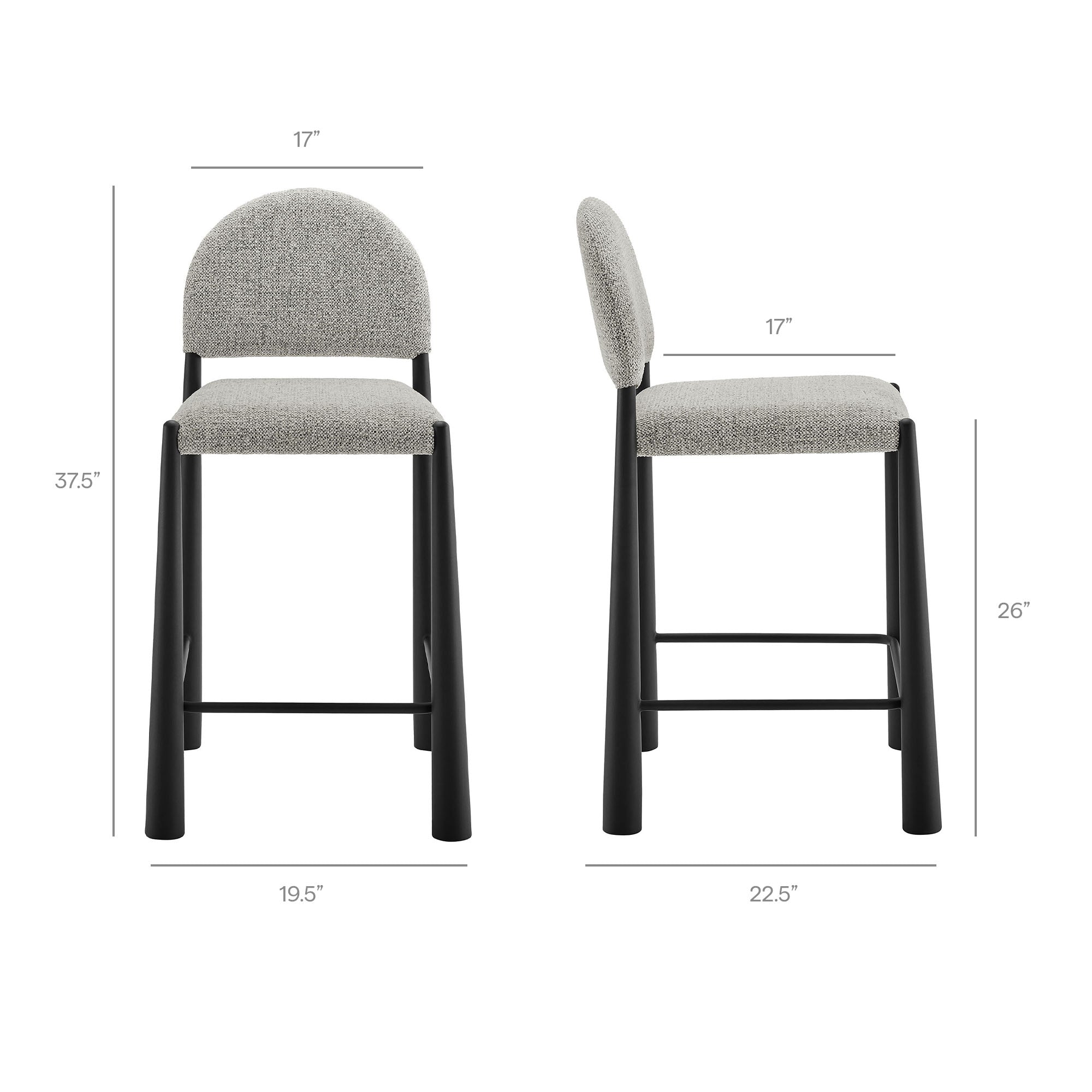 Hayley Upholstered Fabric Counter Stools Set of 2 - Black Camel