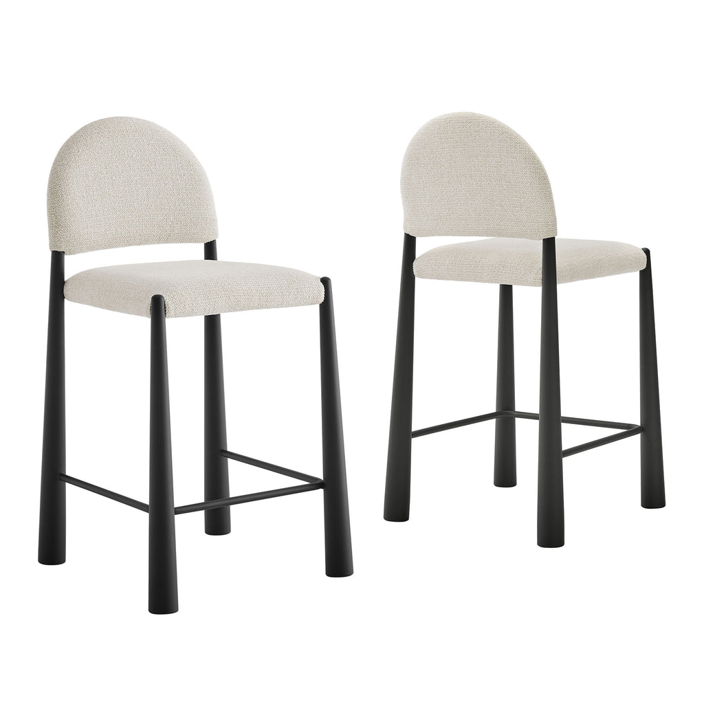 Hayley Upholstered Fabric Counter Stools Set of 2 - Black Cream