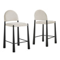 Hayley Upholstered Fabric Counter Stools Set of 2 - Black Cream