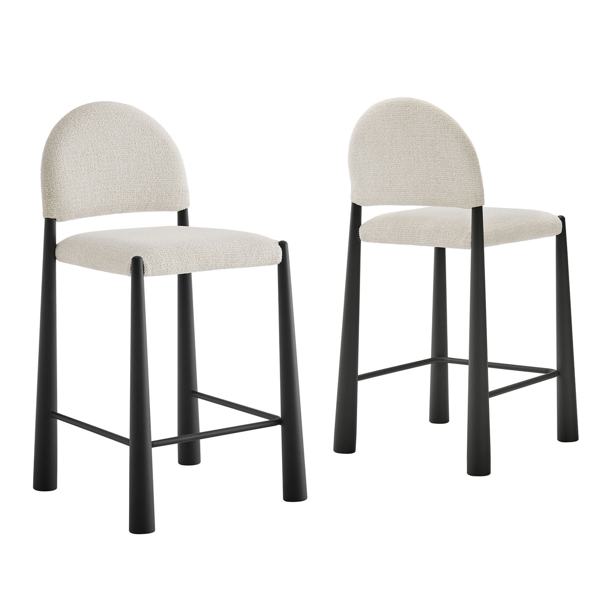 Hayley Upholstered Fabric Counter Stools Set of 2 - Black Cream