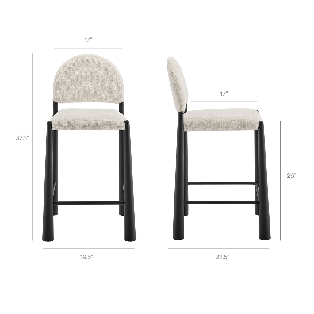 Hayley Upholstered Fabric Counter Stools Set of 2 - Black Cream