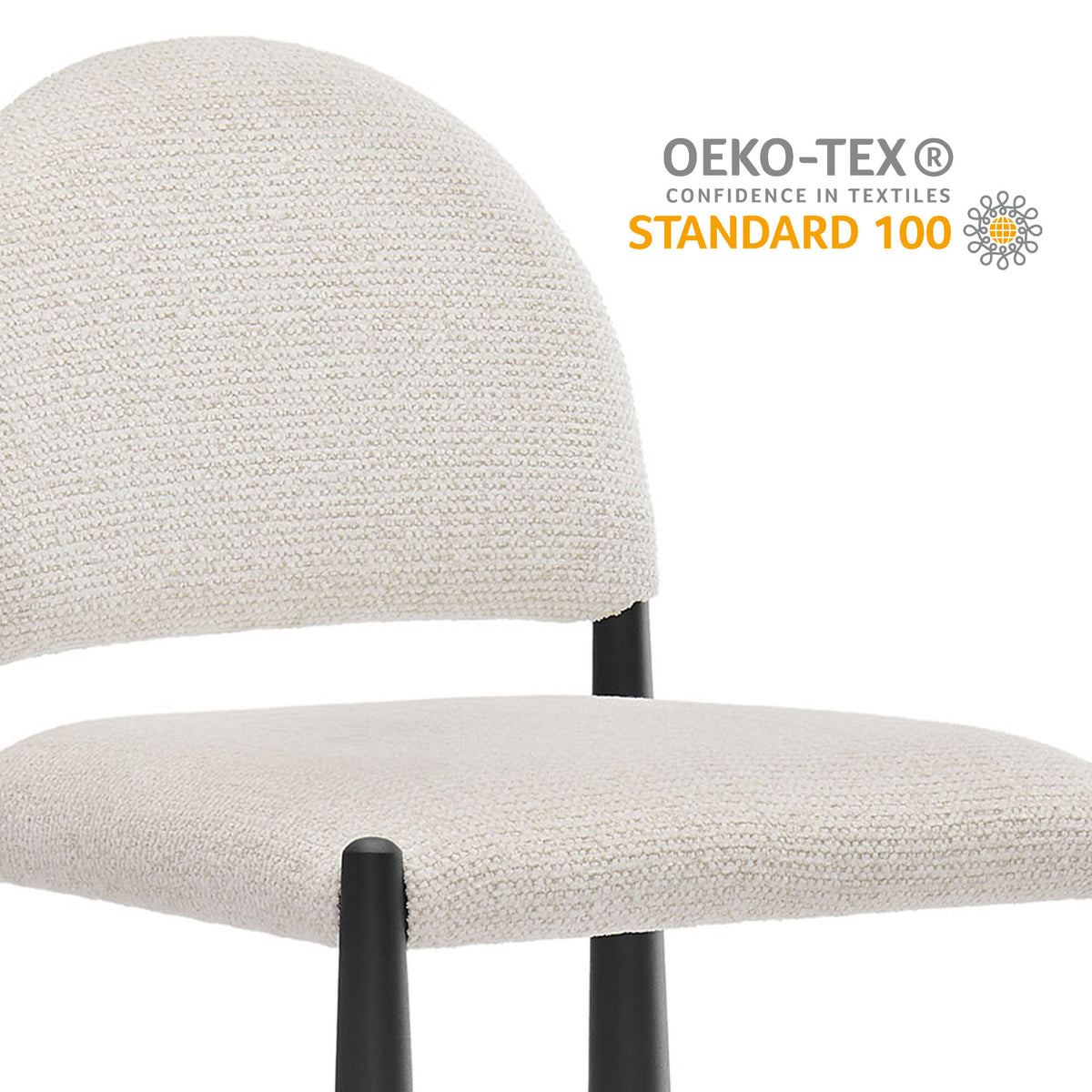 Hayley Upholstered Fabric Counter Stools Set of 2 - Black Cream