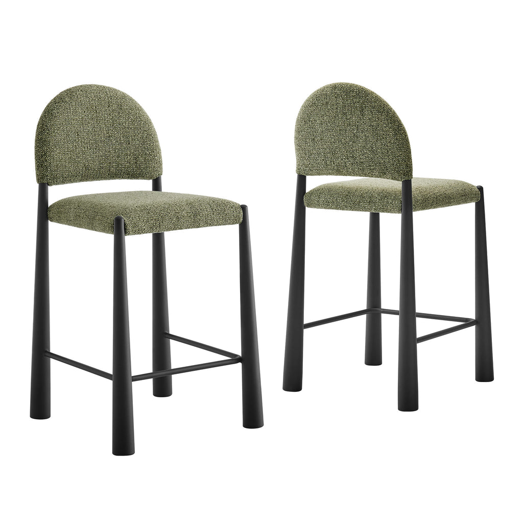 Hayley Upholstered Fabric Counter Stools Set of 2 - Black Leaf