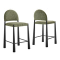Hayley Upholstered Fabric Counter Stools Set of 2 - Black Leaf