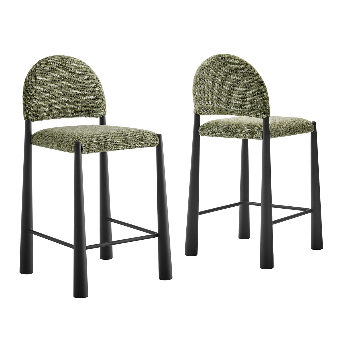 Hayley Upholstered Fabric Counter Stools Set of 2 - Black Leaf
