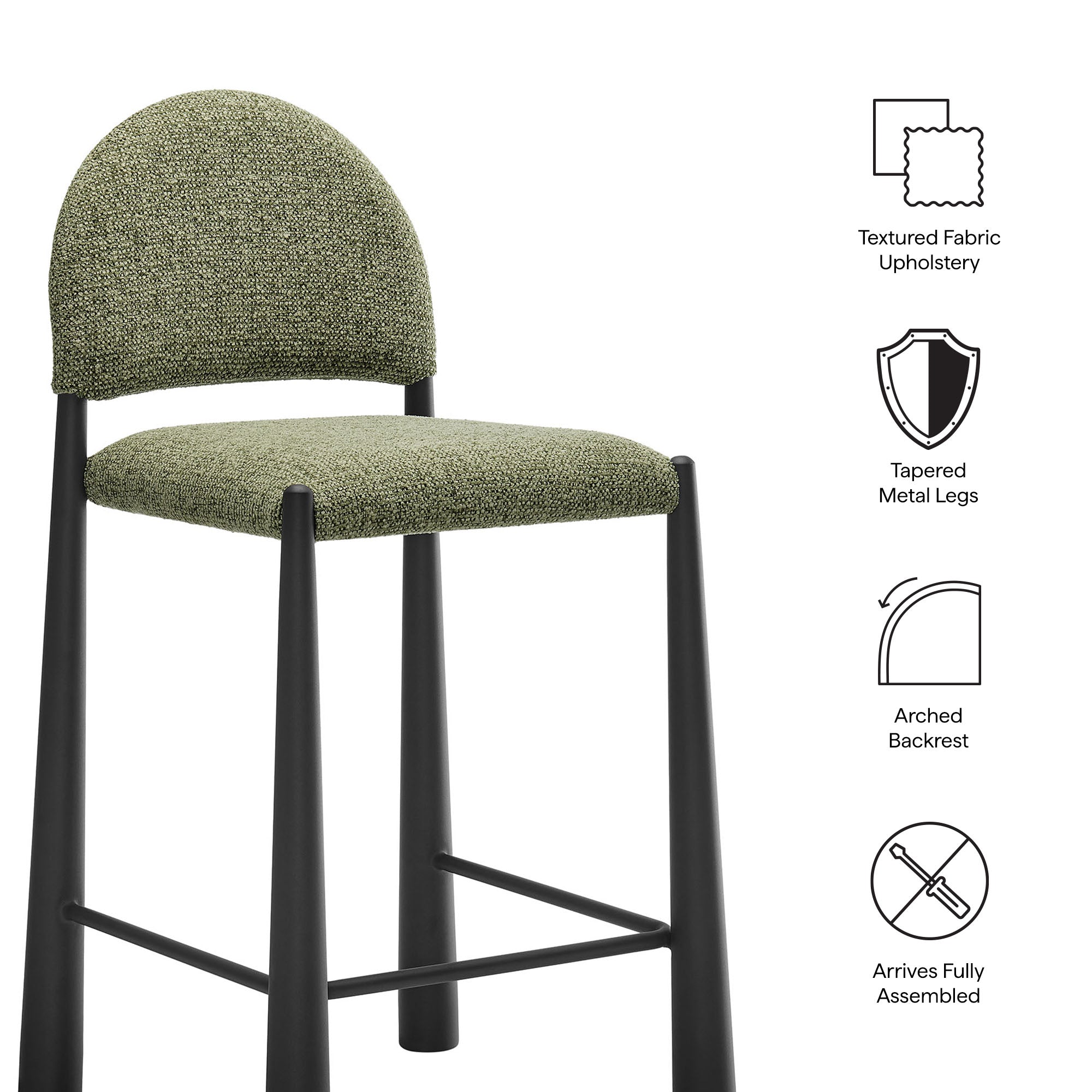 Hayley Upholstered Fabric Counter Stools Set of 2 - Black Leaf