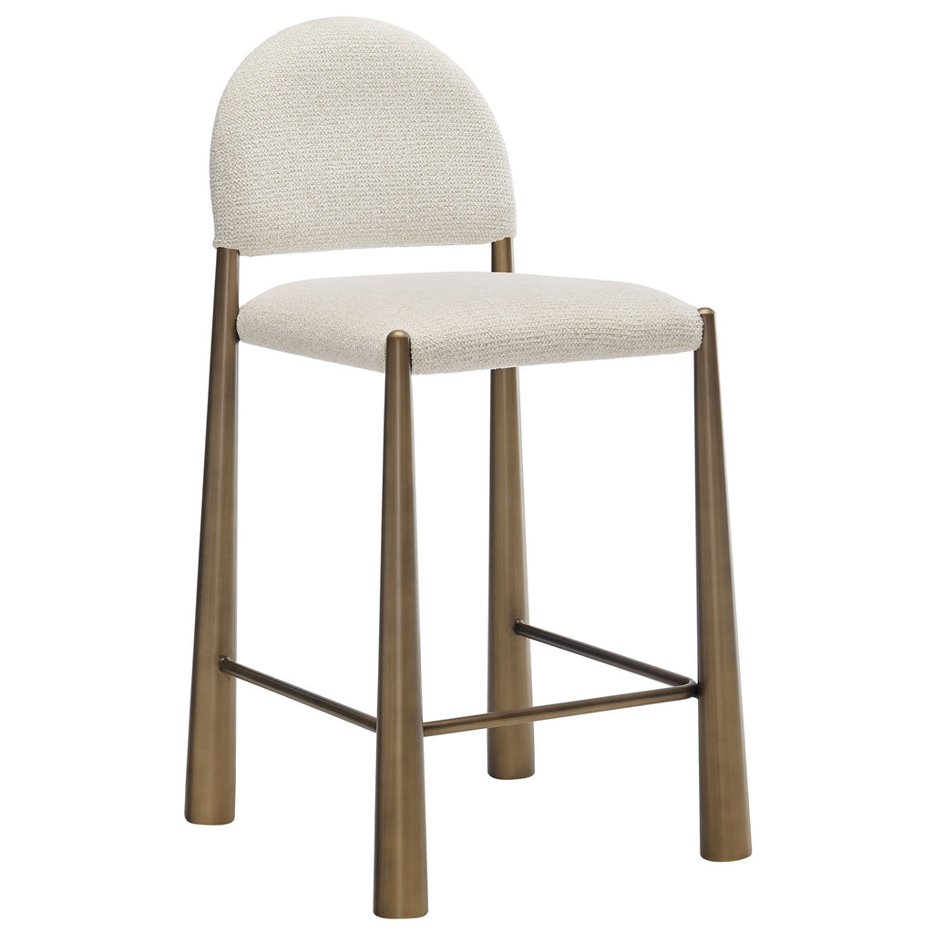 Hayley Upholstered Fabric Counter Stools Set of 2 - Brass Cream