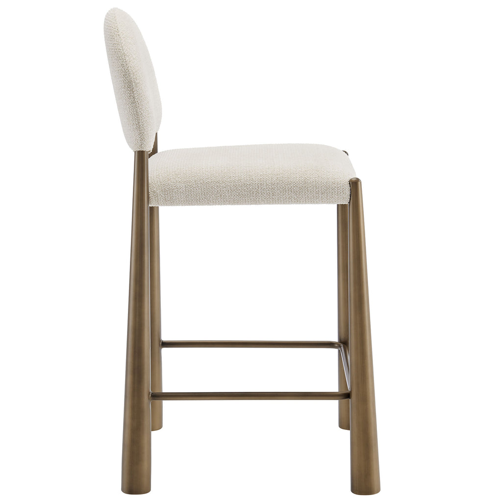 Hayley Upholstered Fabric Counter Stools Set of 2 - Brass Cream