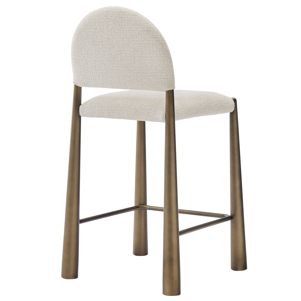 Hayley Upholstered Fabric Counter Stools Set of 2 - Brass Cream