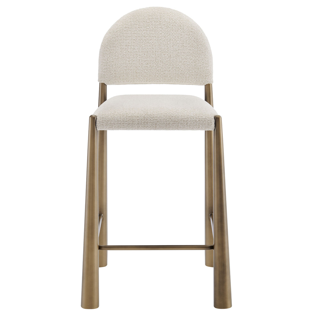 Hayley Upholstered Fabric Counter Stools Set of 2 - Brass Cream