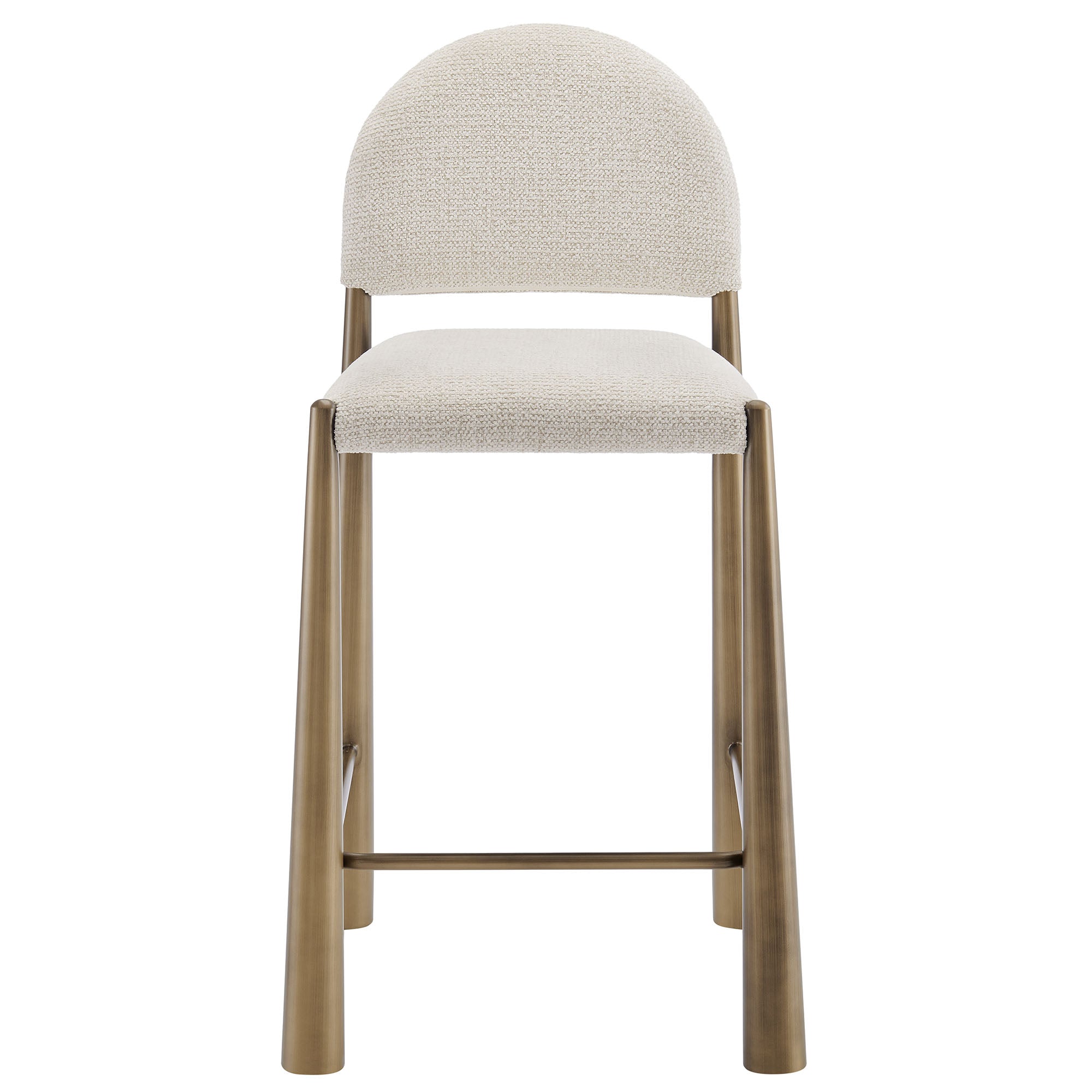 Hayley Upholstered Fabric Counter Stools Set of 2 - Brass Cream
